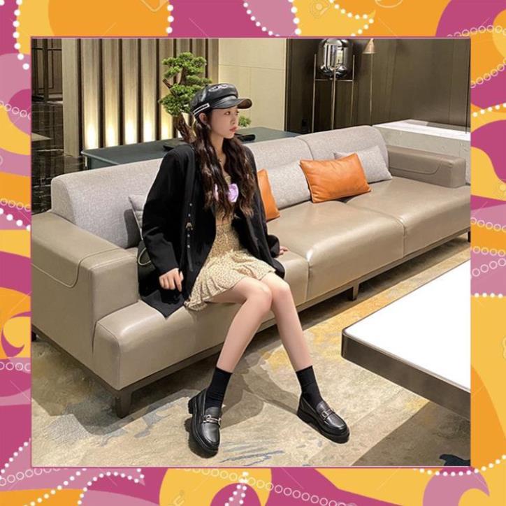 Giầy búp bê nữ da mềm quai xích đôn đế cao 4cm, giày nữ đi học ULZZANG SHOES phong cách hàn quốc