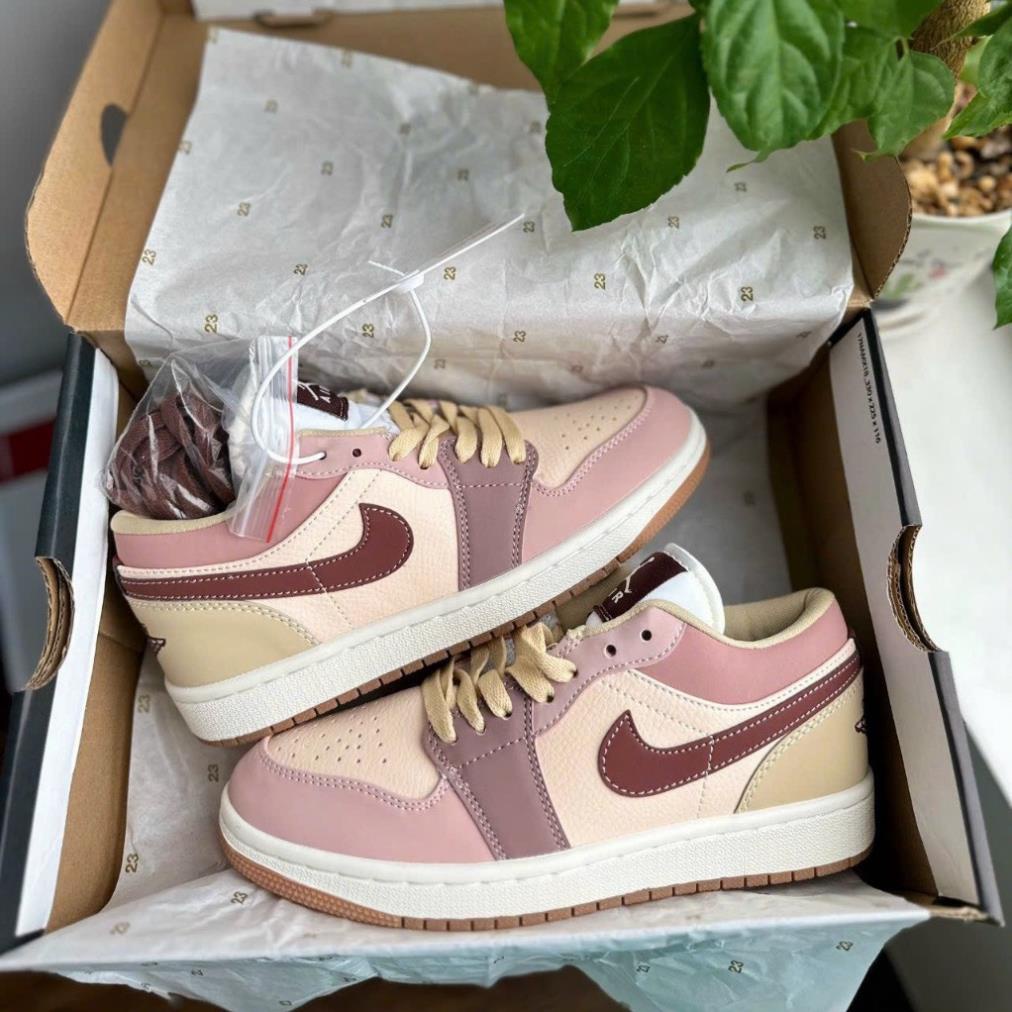 Giày Jordan 1 low hồng trà sữa chất đẹp hàng cao cấp  full box + bill size 36-39