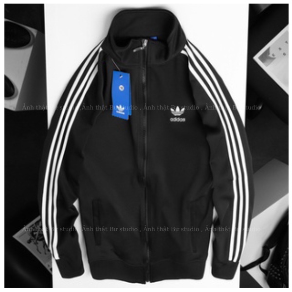 Áo Khoác thể thao nữ, nam áo thu đông chất nỉ Phối 3 Sọc Tay LOGO Adidas Thêu Ngực - Mino shop