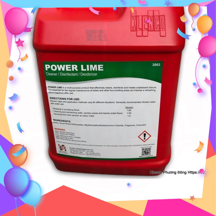 (Siêu sale) Nước lau sàn bệnh viện khử mùi, diệt khuẩn POWER LIME (Klenco - Singapore) (hữu cơ)