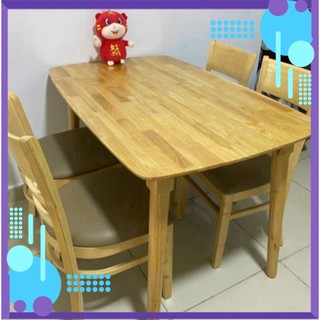 Bộ bàn ăn gỗ cau su tự nhiên, bàn ăn 4 ghế gỗ chân tròn - BH 12 tháng