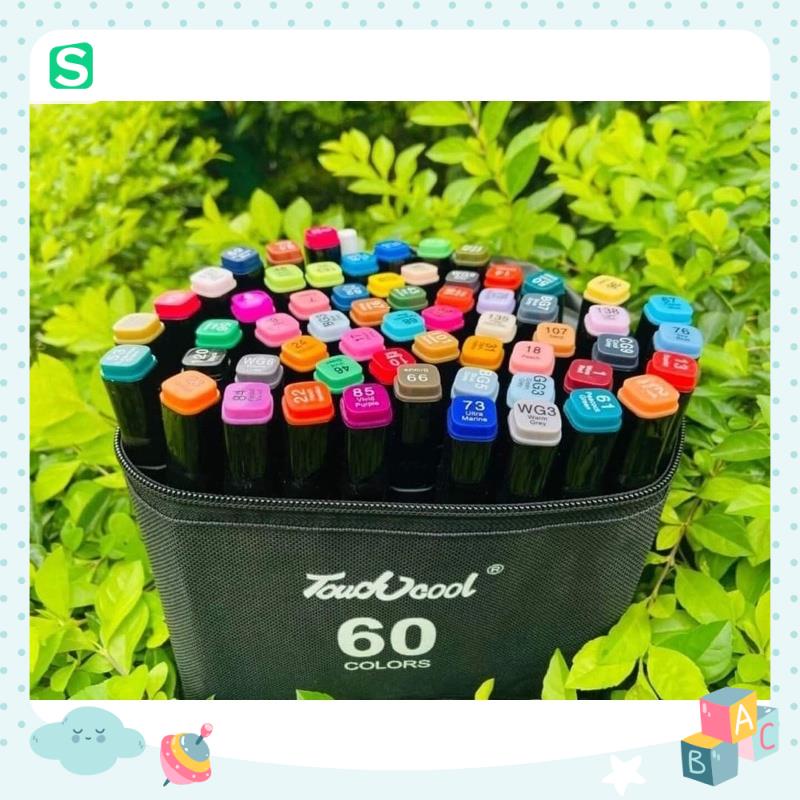Bút Màu Marker Touch Cao Cấp 48 Màu 2 Đầu Kèm Túi Cho Bé Chơi Tô Màu Sáng Tạo 85 toys4kid
