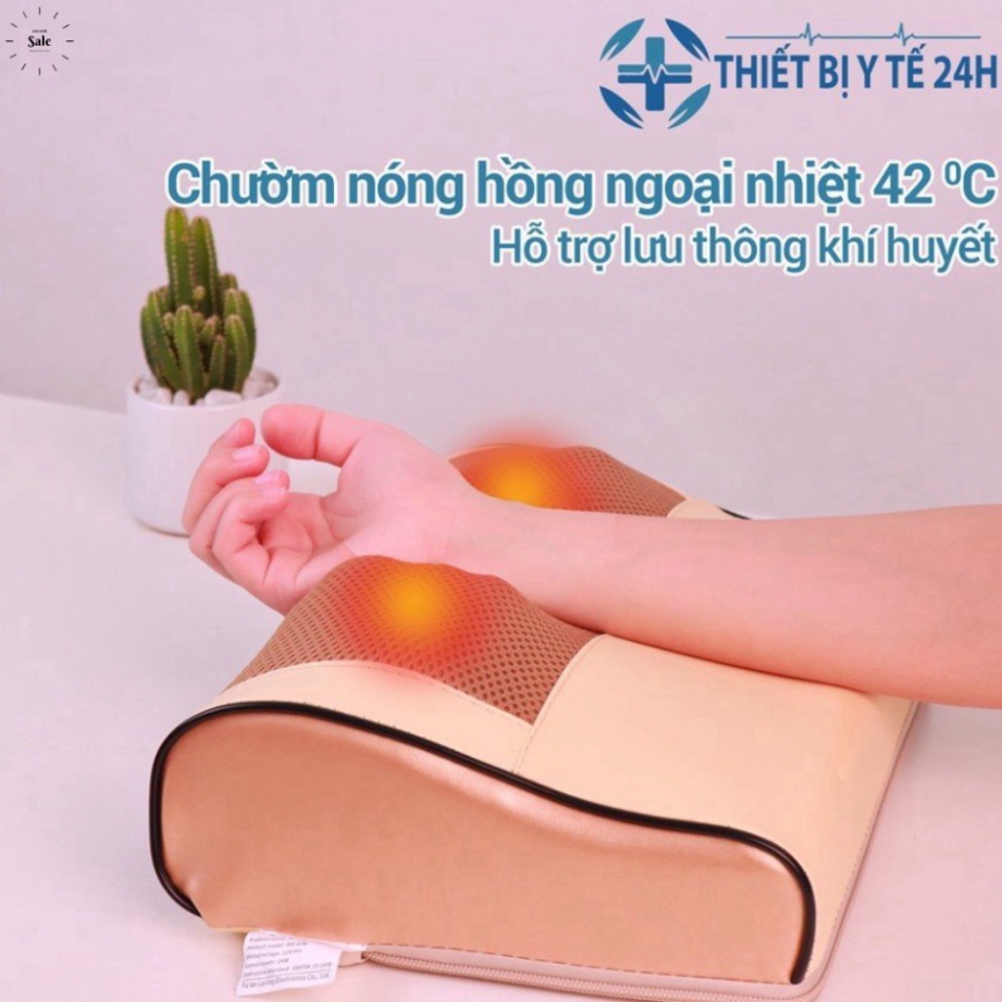 Gối massage cổ vai gáy, máy massage hồng ngoại 20 bi cao cấp Chính Hãng Công Nghệ Nhật Bản