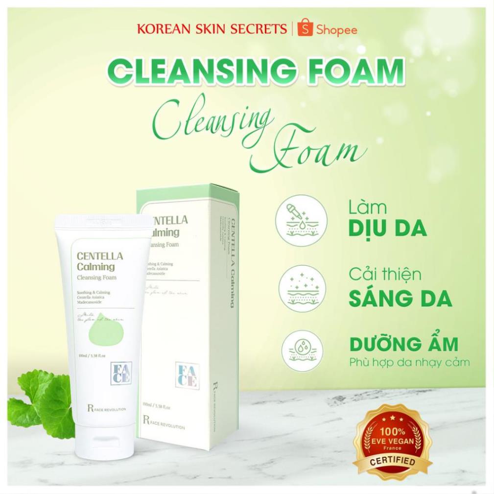 Sữa rửa mặt thuần chay, chiết xuất từ rau má làm dịu da nhạy cảm RFace Revolution Hàn Quốc 100ml