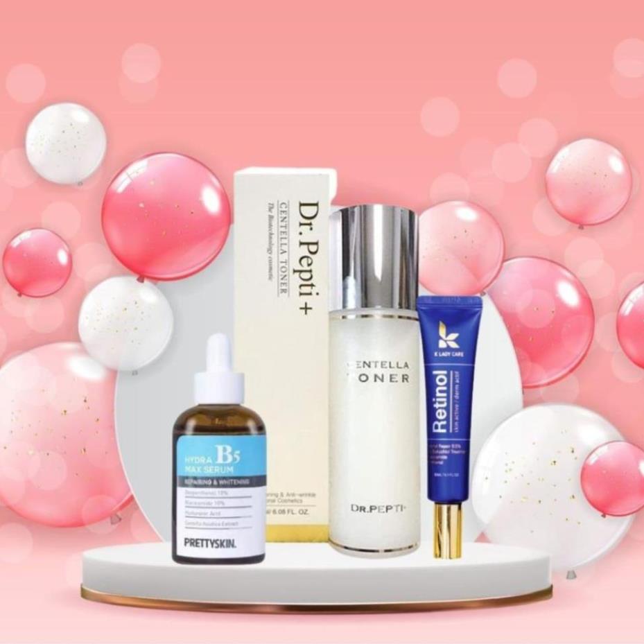 3 mon Retinol k lady care, toner dr.pepti, serum b5 max hydra cấp ẩm dưỡng trắng giảm mụn nám cho da
