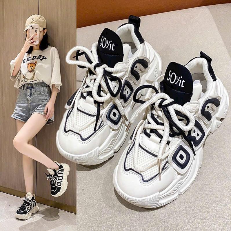 GIÀY SNEAKER ĐẾ THÔ MẪU MỚI PHỐI CHỮ DÂY CẶP SIÊU XỊN