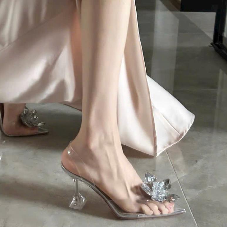 GIÀY BAL CAO GÓT LY QUAI MICA HOA PHA LÊ SANG CHẢNH