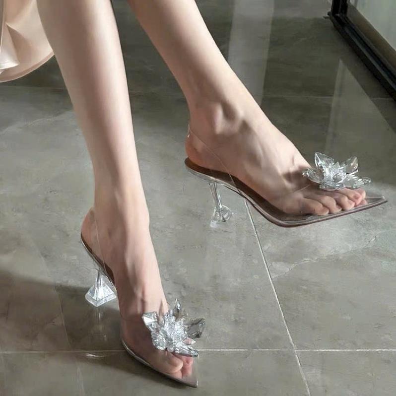 GIÀY BAL CAO GÓT LY QUAI MICA HOA PHA LÊ SANG CHẢNH