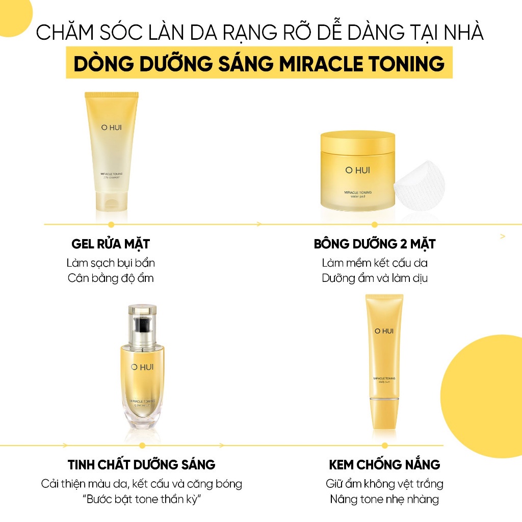 Set tinh chất sáng da căn bóng chứa AHA/PHA giúp da săn chắc rạng rỡ Ohui Miracle Toning Glow Serum Special Set - 2 món