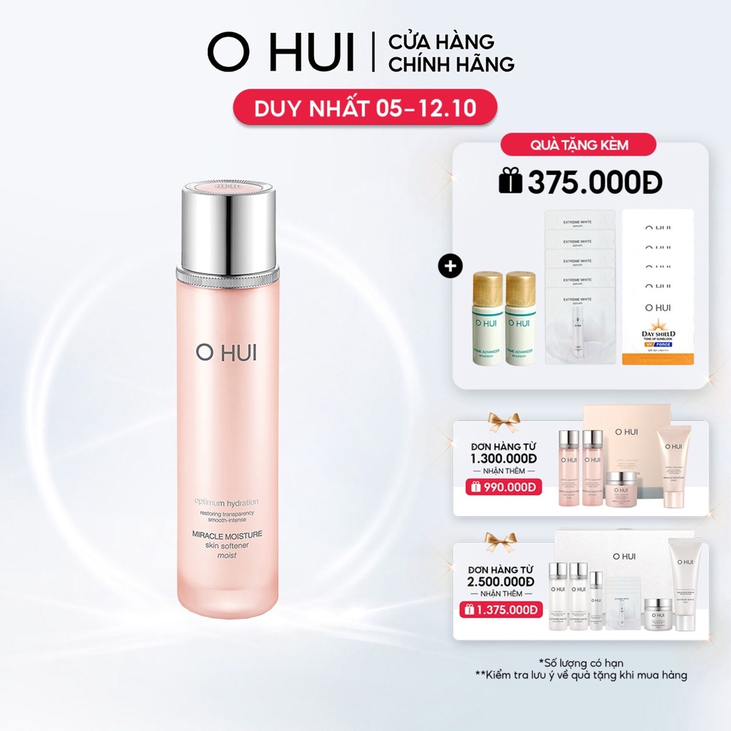 [Mã COSLUX09 giảm 120K đơn 1500K] Nước cân bằng dưỡng ẩm cho da khô OHUI Miracle Moisture Skin Softener - Moist 150ml