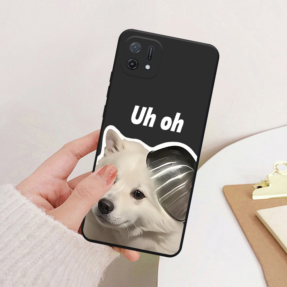 Ốp lưng Oppo A16k viền vuông TPU in chó mèo cute