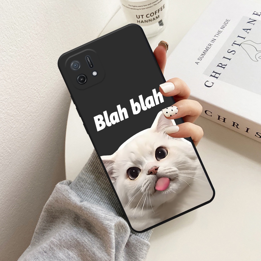 Ốp lưng Oppo A16k viền vuông TPU in chó mèo cute