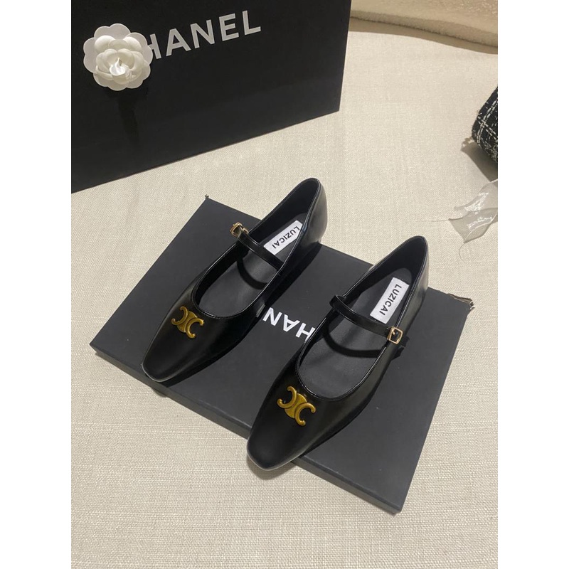 Giày Gót Thấp Mũi Vuông Phong Cách Pháp Thời Trang Mùa Thu 2023 Mới Cho Nữ