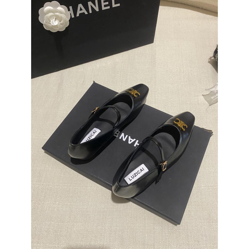 Giày Gót Thấp Mũi Vuông Phong Cách Pháp Thời Trang Mùa Thu 2023 Mới Cho Nữ