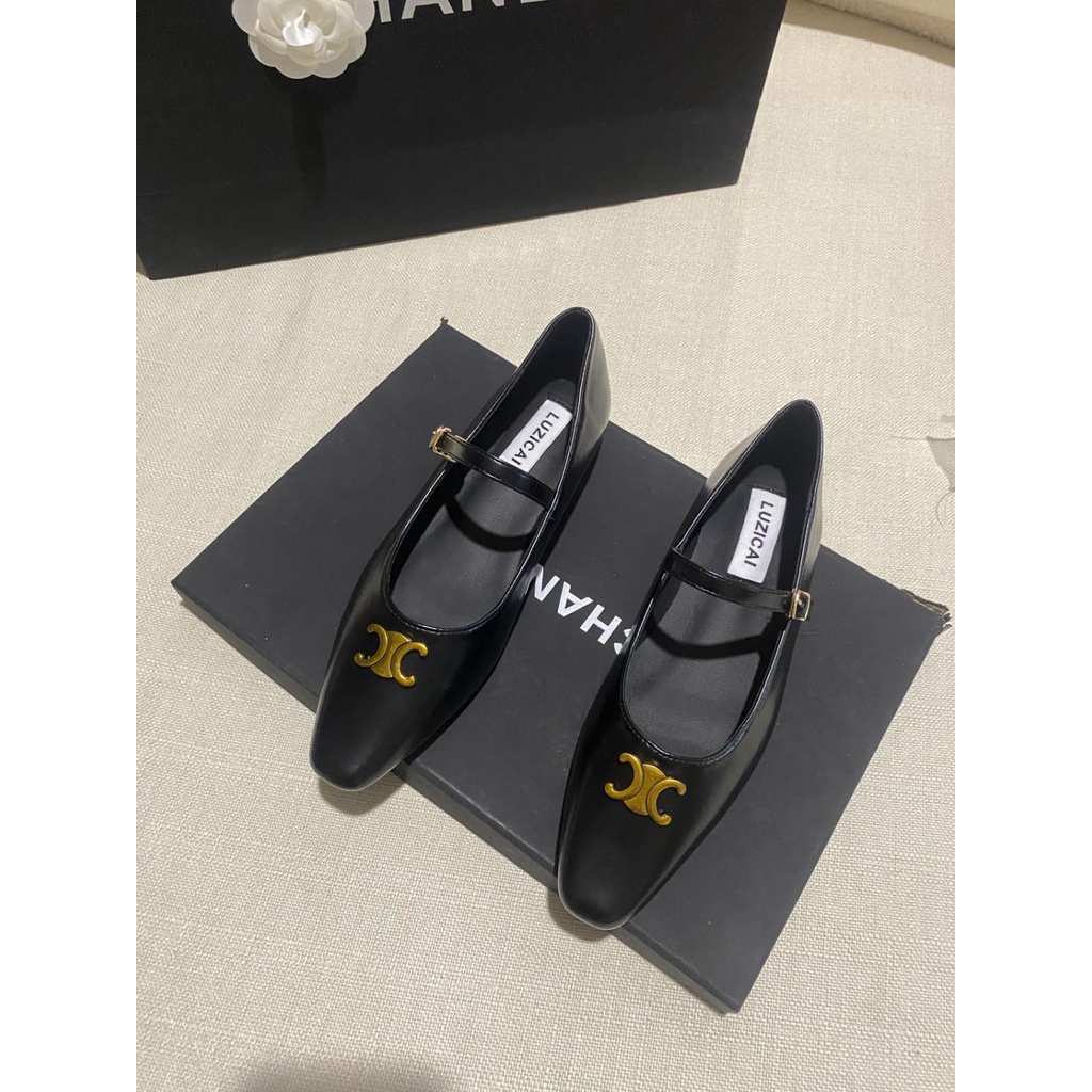 Giày Gót Thấp Mũi Vuông Phong Cách Pháp Thời Trang Mùa Thu 2023 Mới Cho Nữ