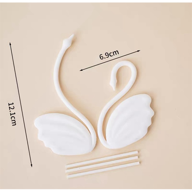 Trang trí silicon cặp đôi thiên nga trắng