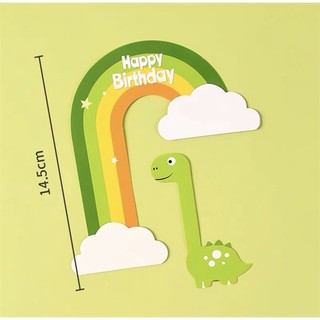 Set 2 que cắm cầu vồng xanh lá cây + khủng long xanh