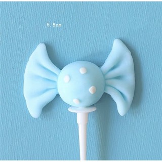 Trang trí gốm mềm kẹo mút màu xanh