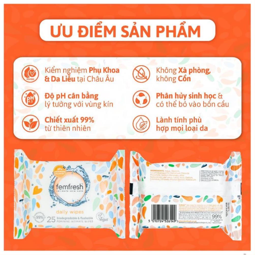 Khăn giấy ướt vệ sinh vùng kín phụ nữ cao cấp Femfresh Anh Quốc