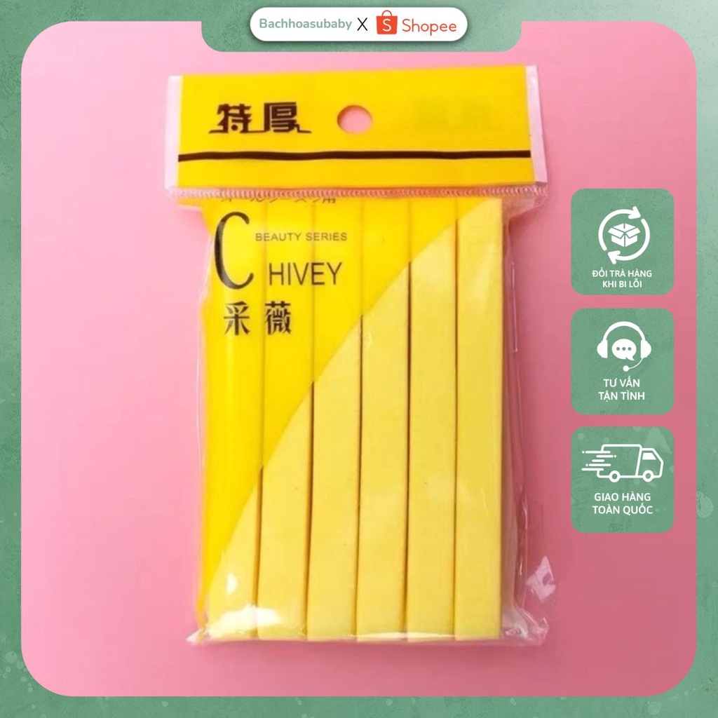 Bông nở tẩy trang Chivey 12 miếng, Bông mút bọt biển siêu mềm rửa mặt sạch Nhật Bản DC01