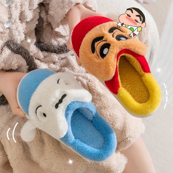 Dép cotton Mềm Mại Thoải Mái In Hình Cậu Bé Bút Chì shin Thời Trang Thu Đông Cho Nữ