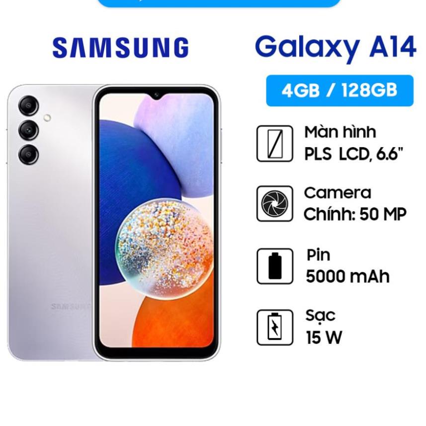 Điện thoại Samsung Galaxy A14 - Hàng chính hãng, Mới 100%, Bảo hành 12 tháng chính hãng Lỗi 1 Đổi 1