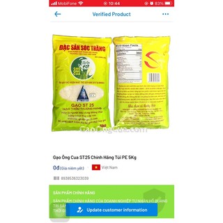 ST25 Ông Cua - lúa thường (ST25 Gạo Ông Cua chính hãng túi 5kg)