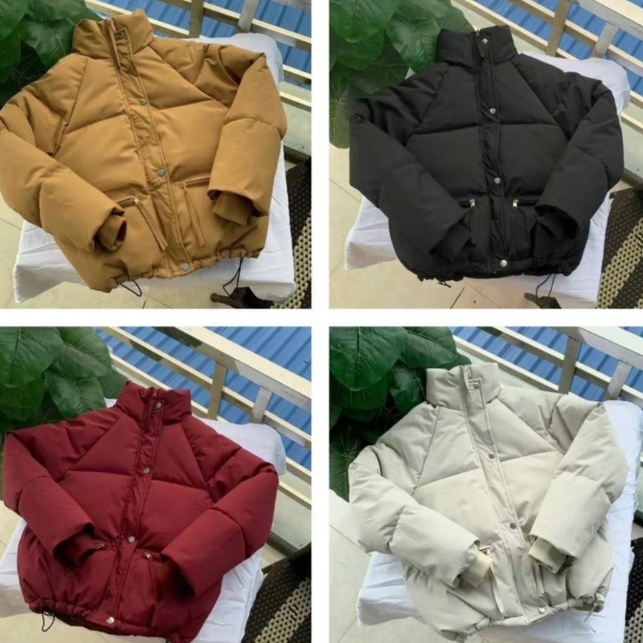Áo khoác phao nữ dáng ngắn túi khóa kéo ngang, áo khoác nữ thời trang Quảng Châu Cao Cấp Loại 1