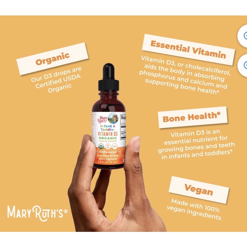 VITAMIN D3 MARY RUTH'S ORGANIC THUẦN CHAY CHO BÉ 15ML
