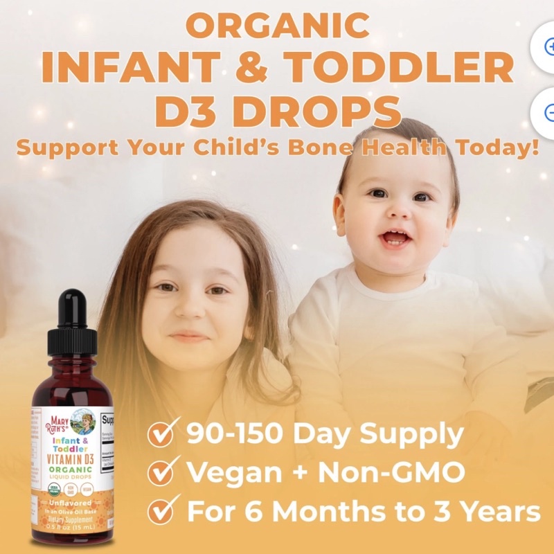 VITAMIN D3 MARY RUTH'S ORGANIC THUẦN CHAY CHO BÉ 15ML
