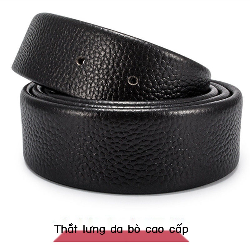 Thắt Lưng Da Bò Lớp Đầu Tiên Với Khóa Chốt Chính Hãng Không Đầu, Dải Tấm Không Răng Mềm Mại t