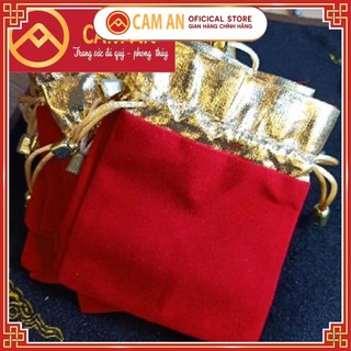 Túi Nhung Màu Đỏ Có Dây Rút Để Đựng Vòng, Trang Sức, Bi Lăn Tay