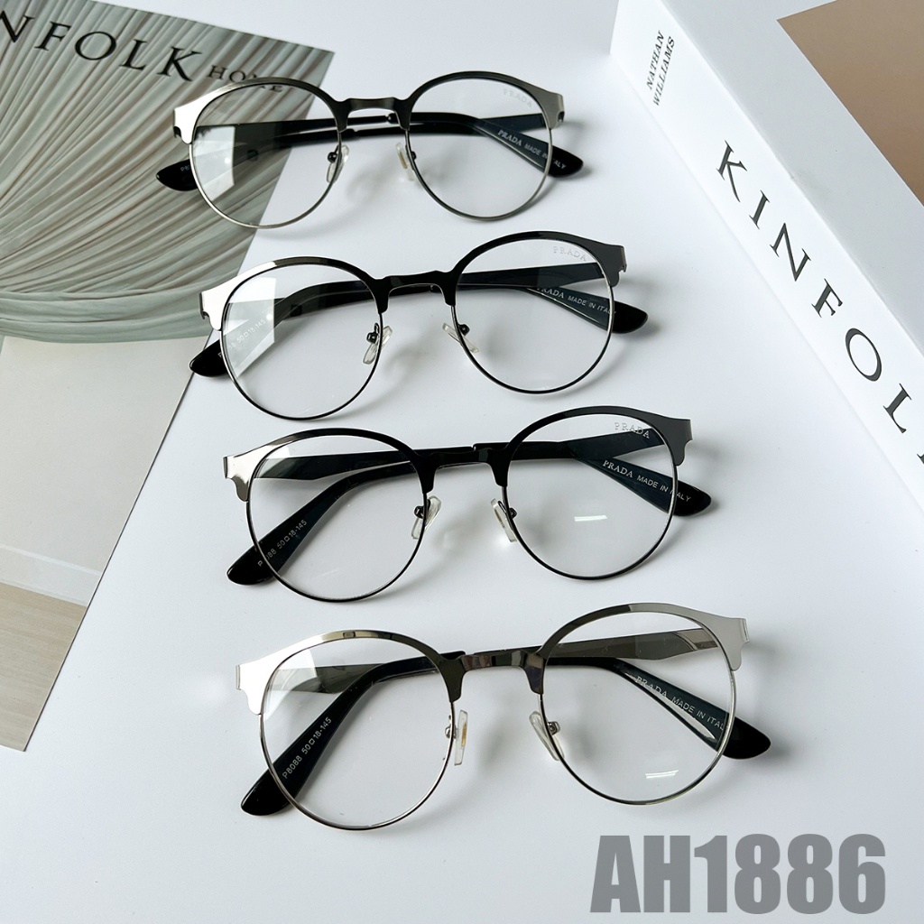 Mắt kính thời trang 1886 form tròn gọng kim loại unisex nam nữ