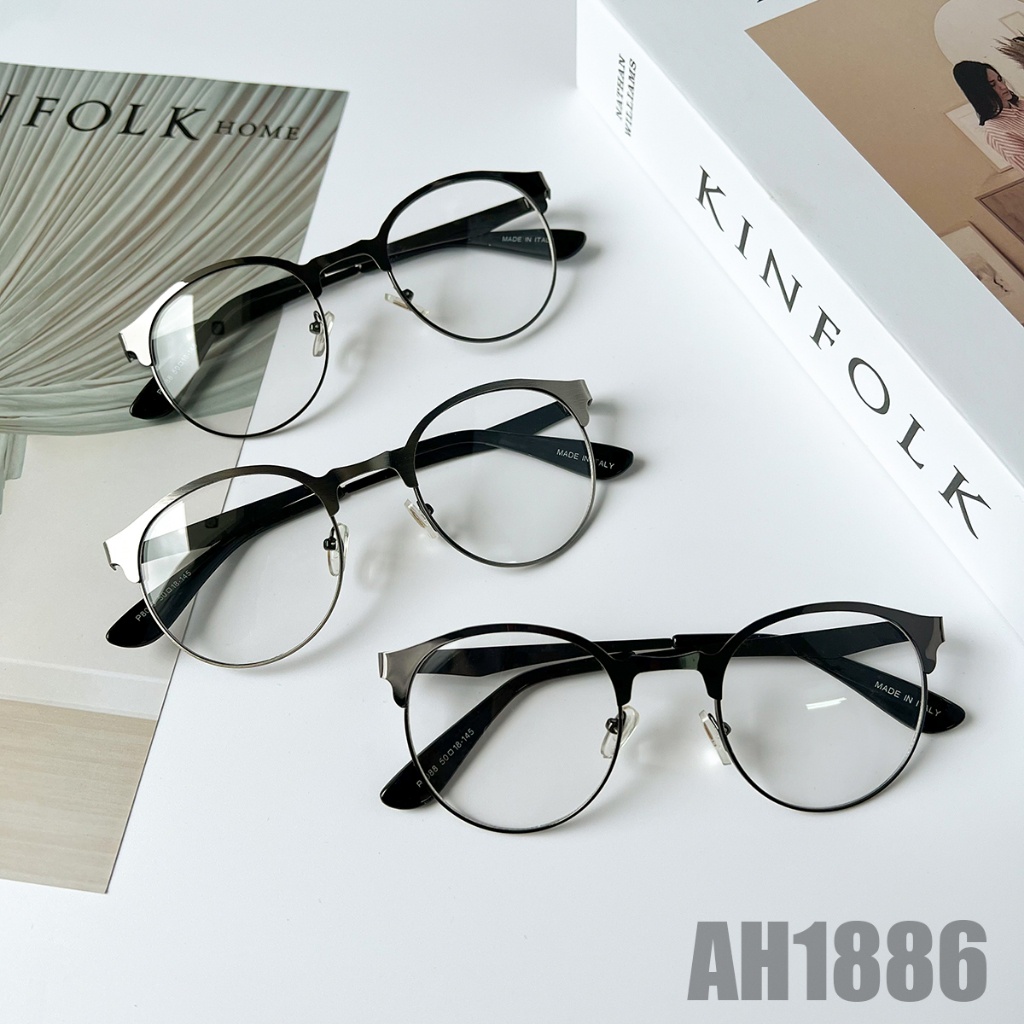 Mắt kính thời trang 1886 form tròn gọng kim loại unisex nam nữ