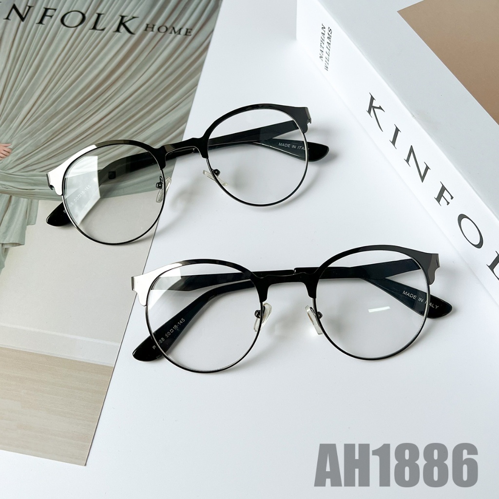 Mắt kính thời trang 1886 form tròn gọng kim loại unisex nam nữ