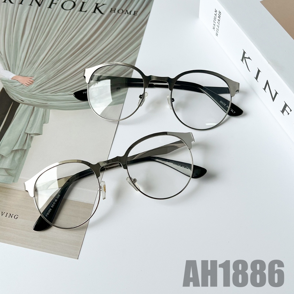 Mắt kính thời trang 1886 form tròn gọng kim loại unisex nam nữ