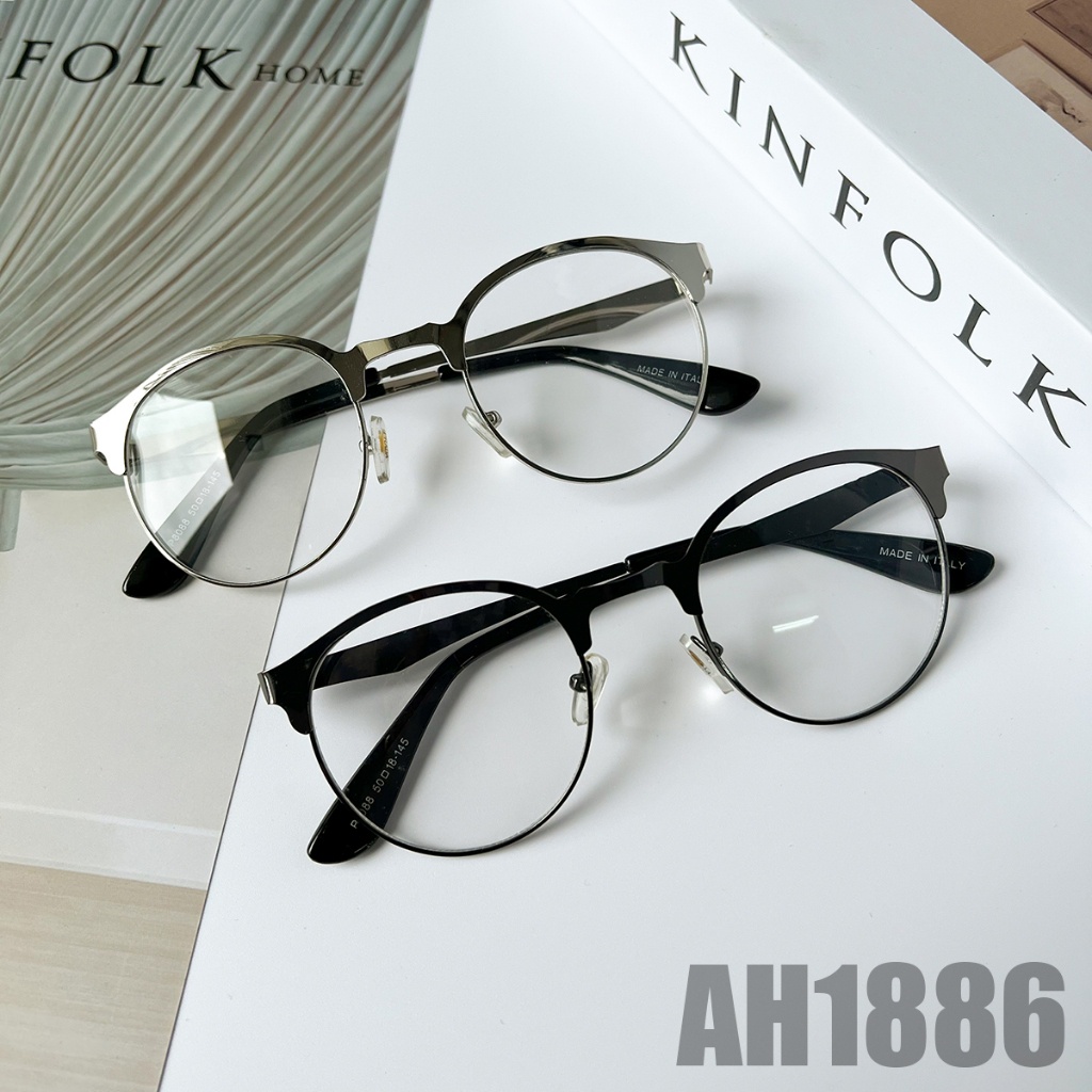 Mắt kính thời trang 1886 form tròn gọng kim loại unisex nam nữ