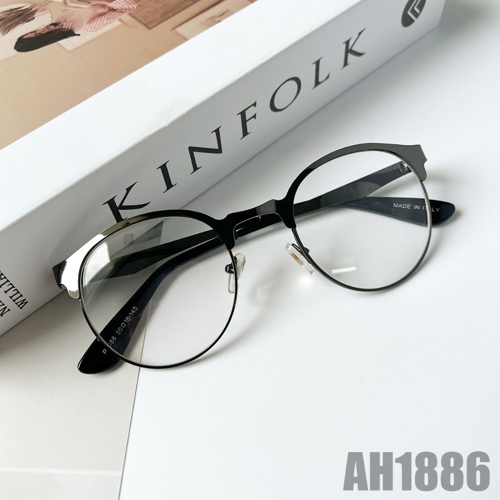 Mắt kính thời trang 1886 form tròn gọng kim loại unisex nam nữ