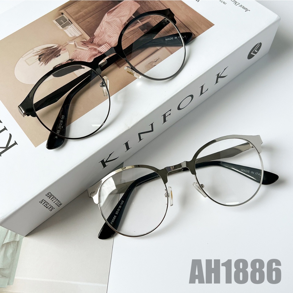 Mắt kính thời trang 1886 form tròn gọng kim loại unisex nam nữ