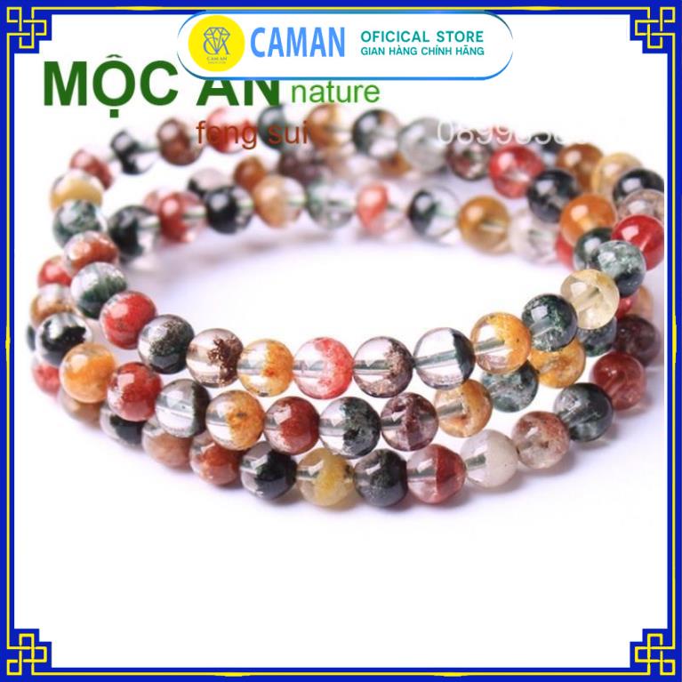 Vòng tay đá TA Ưu Linh đa sắc 6 ly quấn 3 vòng trong veo hàng thiên nhiên, kèm giấy kiểm định đá thiên nhiên.