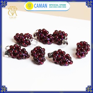 Mặt dây vòng cổ chùm nho đá Garnet tự nhiên có giấy kiểm định, màu rượu nho