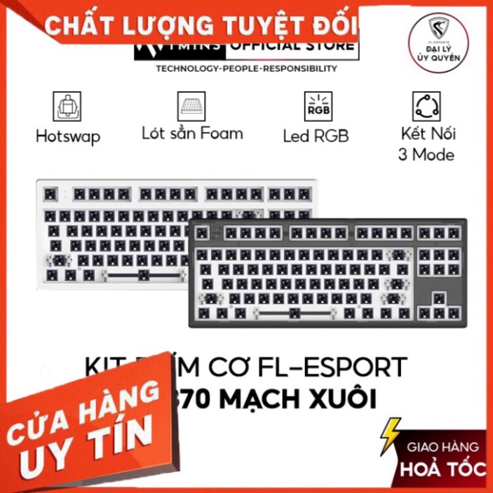 Bộ KIT Bàn phím cơ custom FL Esport MK870 mạch xuôi 3 Mode Hotswap RGB - Hàng chính hãng - Bảo hành 12 tháng