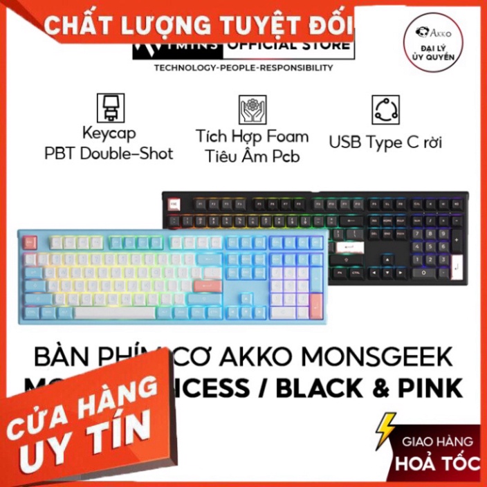 Bàn phím cơ AKKO MonsGeek MG108 Princess / Black & Pink - Hàng chính hãng