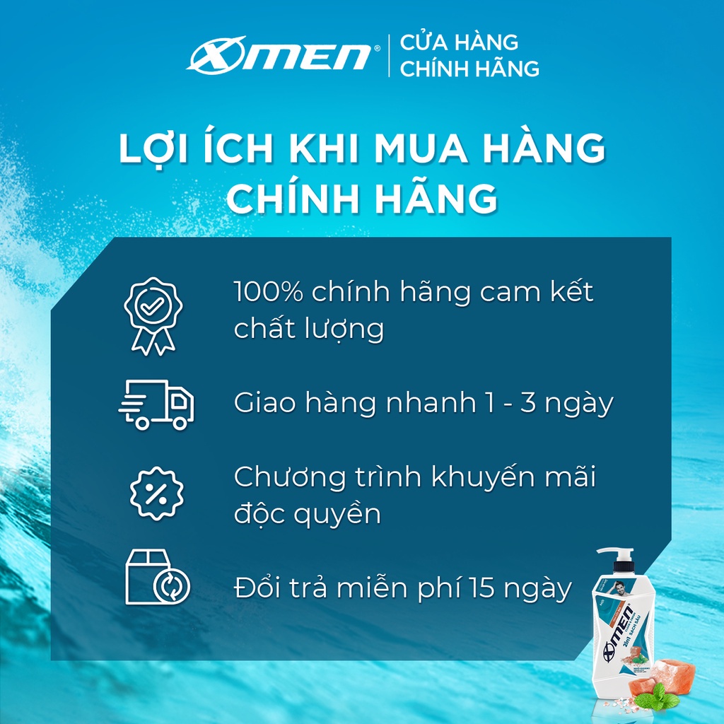 Combo 2 Tắm Gội X-Men Clean & Fresh 2in1 Sạch Sâu 630g/chai