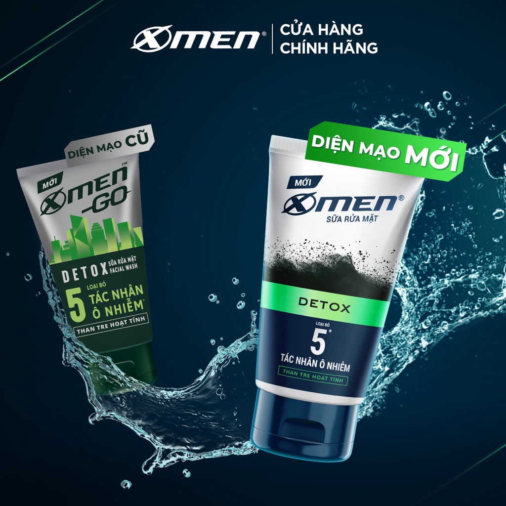Combo Sữa rửa mặt X-Men DETOX Than Tre Hoạt Tính 100g