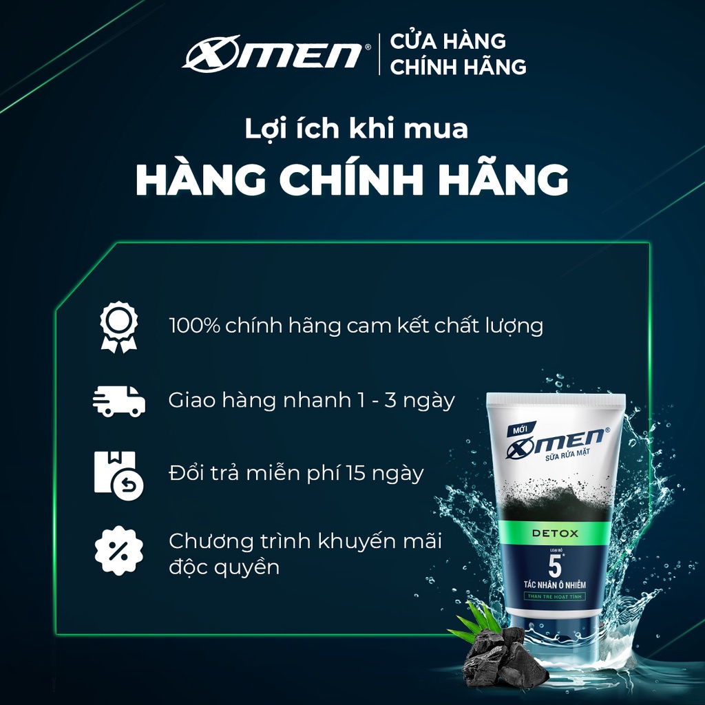 Combo Sữa rửa mặt X-Men DETOX Than Tre Hoạt Tính 100g