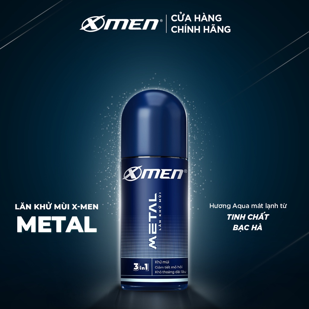 Lăn khử mùi Xmen 50ml Fire Wood Water Metal - 4 mùi hương nam tính kháng khuẩn & lưu hương 48h