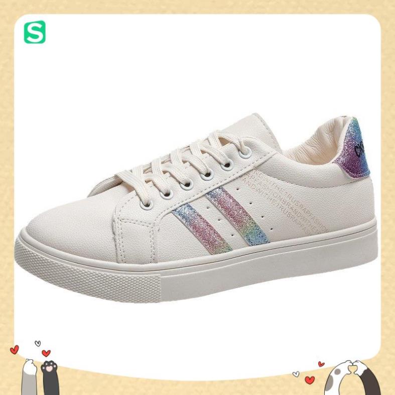Giày thể thao nữ đế bằng màu trắng thời trang cho nữ năm 2023 Mã 8711