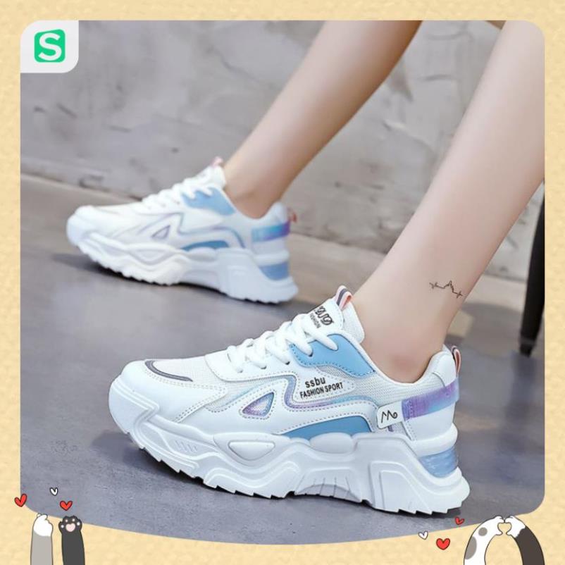 Giày Thể Thao Nữ Màu Trắng Đế Cao 5cm Kiểu Dáng Năng Động Trẻ Trung,Giày Nữ Mẫu Mới Êm Chân Thoáng Khí