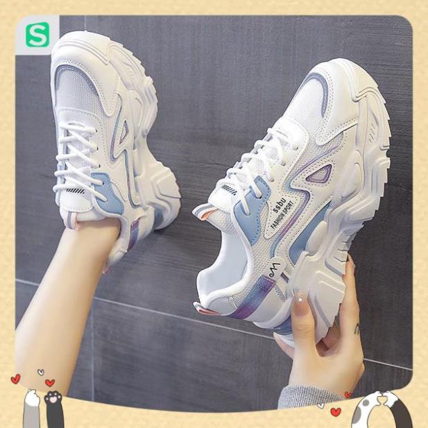 Giày Thể Thao Nữ Màu Trắng Đế Cao 5cm Kiểu Dáng Năng Động Trẻ Trung,Giày Nữ Mẫu Mới Êm Chân Thoáng Khí